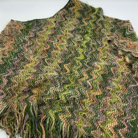 MISSONI Orange Label Multi Color Chevron Stripe Poncho Shawl Wool Gorgeous - Picture 3 of 16